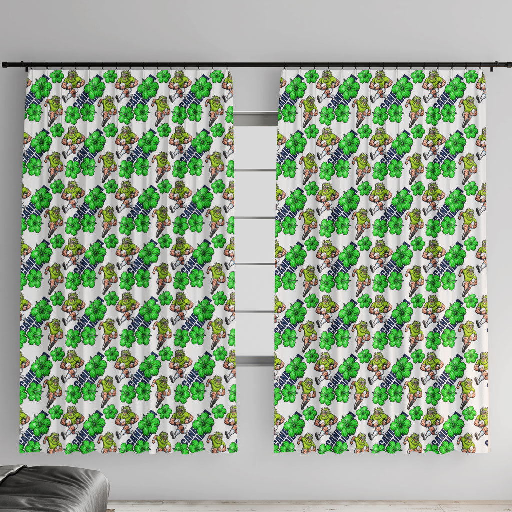 Canberra Raiders Window Curtain Tropical Hibiscus Floral Seamless Rugby Mascot