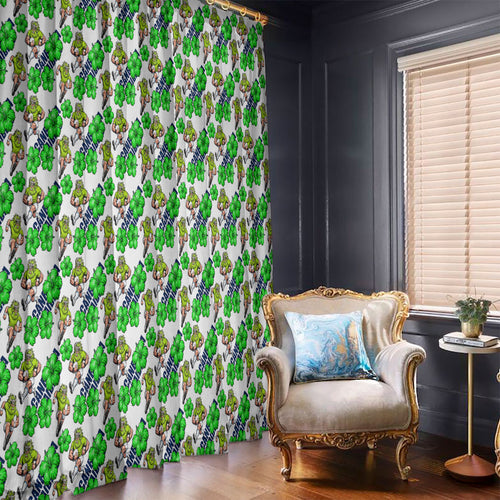 Canberra Raiders Window Curtain Tropical Hibiscus Floral Seamless Rugby Mascot
