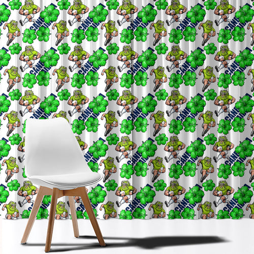 Canberra Raiders Window Curtain Tropical Hibiscus Floral Seamless Rugby Mascot