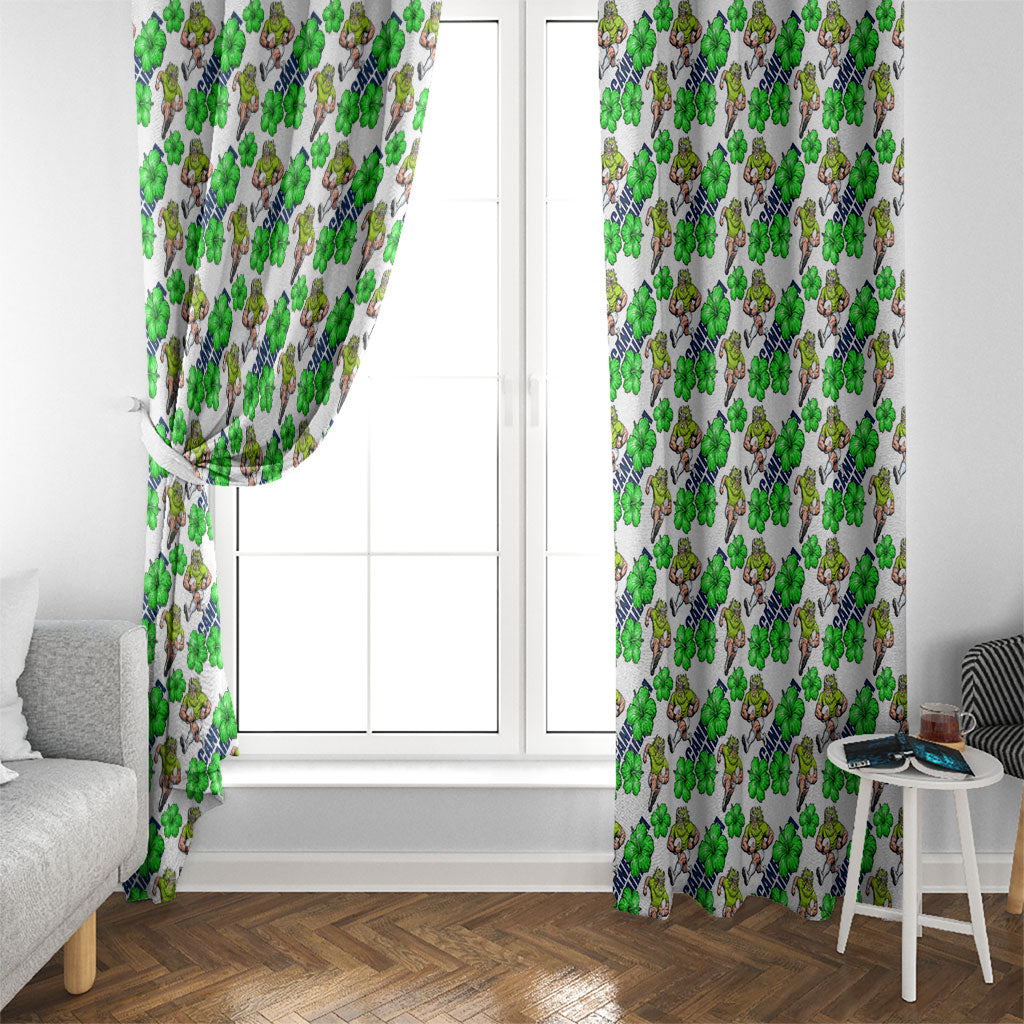 Canberra Raiders Window Curtain Tropical Hibiscus Floral Seamless Rugby Mascot