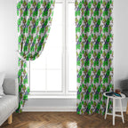 Canberra Raiders Window Curtain Tropical Hibiscus Floral Seamless Rugby Mascot