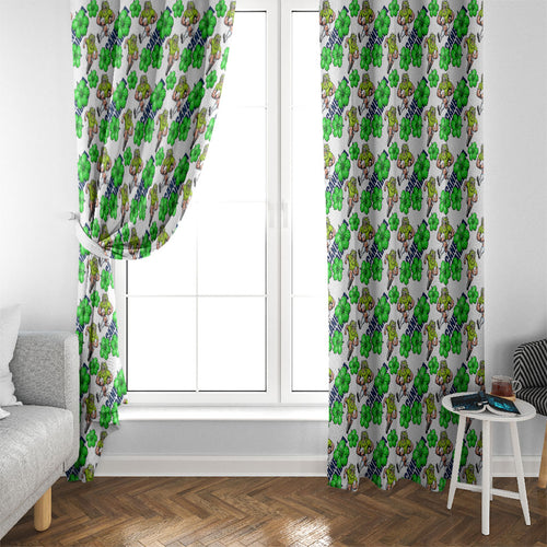 Canberra Raiders Window Curtain Tropical Hibiscus Floral Seamless Rugby Mascot