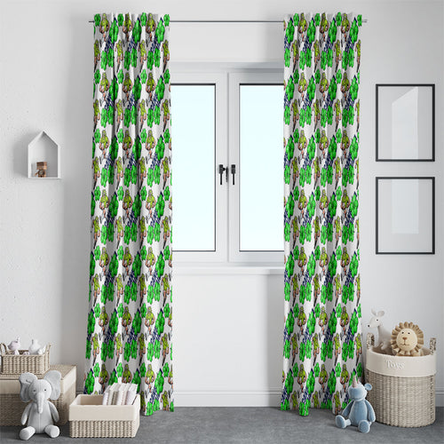 Canberra Raiders Window Curtain Tropical Hibiscus Floral Seamless Rugby Mascot