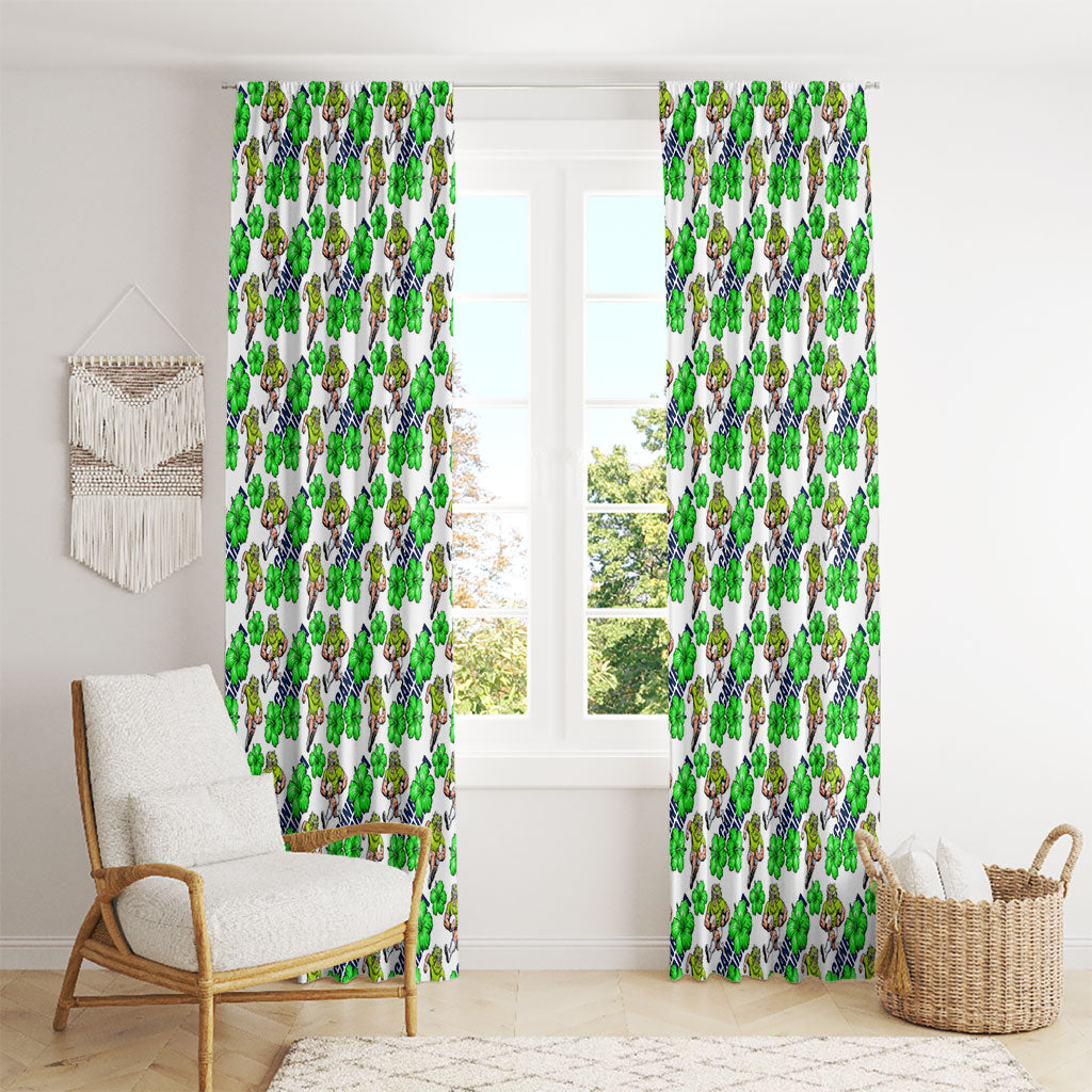 Canberra Raiders Window Curtain Tropical Hibiscus Floral Seamless Rugby Mascot
