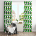 Canberra Raiders Window Curtain Tropical Hibiscus Floral Seamless Rugby Mascot