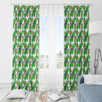 Canberra Raiders Window Curtain Tropical Hibiscus Floral Seamless Rugby Mascot