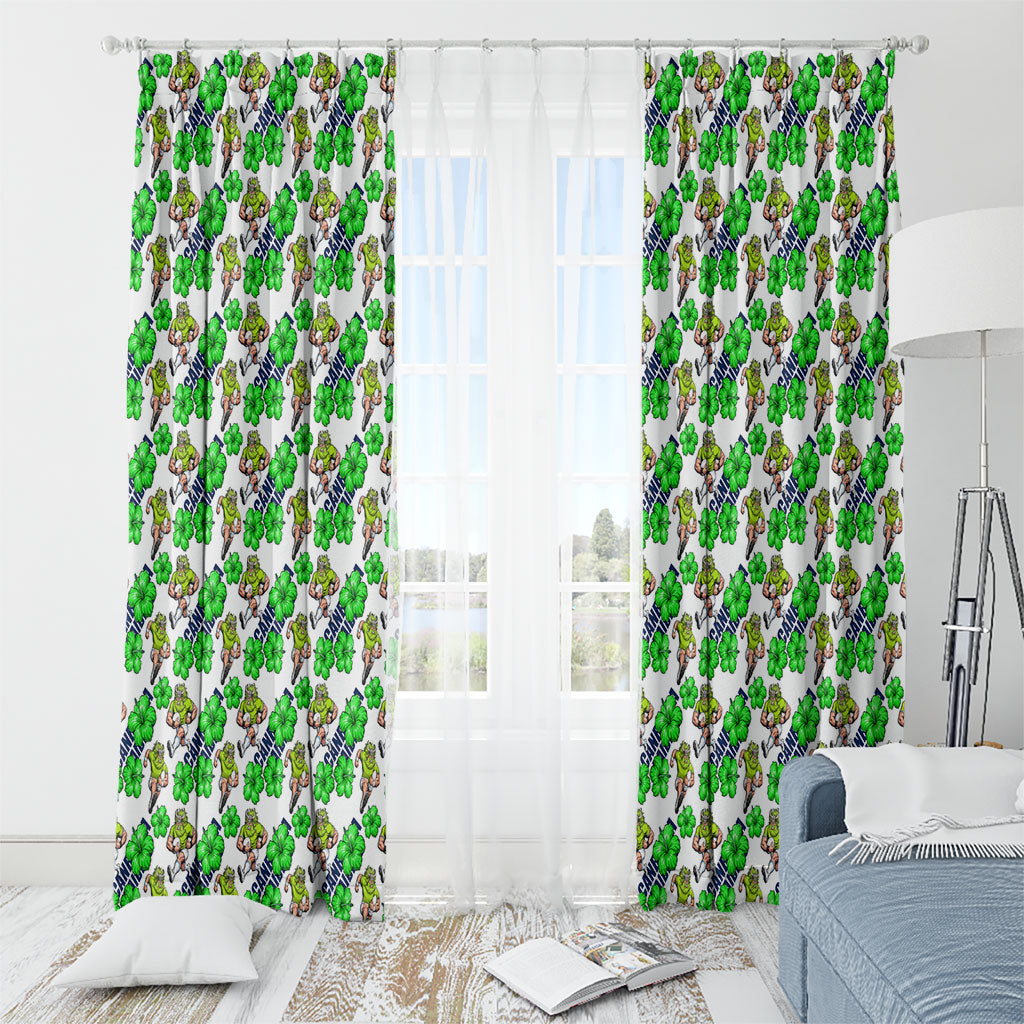 Canberra Raiders Window Curtain Tropical Hibiscus Floral Seamless Rugby Mascot