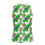 Canberra Raiders Women Sleeveless Polo Shirt Tropical Hibiscus Floral Seamless Rugby Mascot