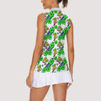Canberra Raiders Women Sleeveless Polo Shirt Tropical Hibiscus Floral Seamless Rugby Mascot