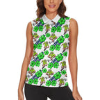 Canberra Raiders Women Sleeveless Polo Shirt Tropical Hibiscus Floral Seamless Rugby Mascot