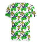 Canberra Raiders Women V-Neck T-Shirt Tropical Hibiscus Floral Seamless Rugby Mascot