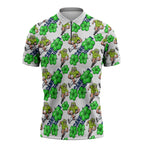Canberra Raiders Zipper Polo Shirt Tropical Hibiscus Floral Seamless Rugby Mascot