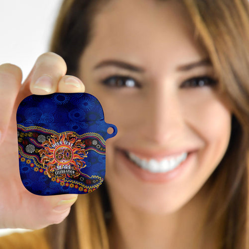 Personalized 60th Birthday Aboriginal Art AirPods Case Indigenous Dot Painting Vintage Sun Lizard