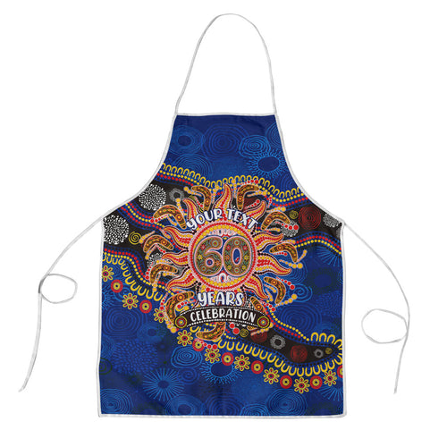 Personalized 60th Birthday Aboriginal Art Apron Indigenous Dot Painting Vintage Sun Lizard