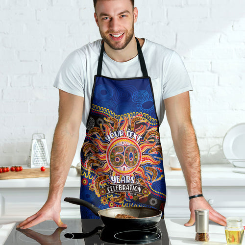 Personalized 60th Birthday Aboriginal Art Apron Indigenous Dot Painting Vintage Sun Lizard