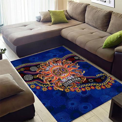 Personalized 60th Birthday Aboriginal Art Area Rug Indigenous Dot Painting Vintage Sun Lizard