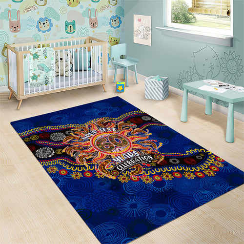 Personalized 60th Birthday Aboriginal Art Area Rug Indigenous Dot Painting Vintage Sun Lizard