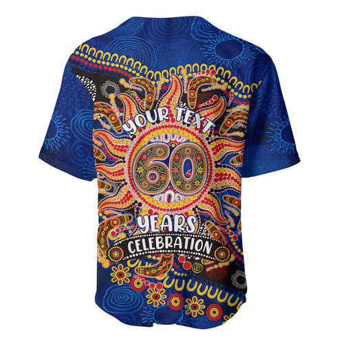 Personalized 60th Birthday Aboriginal Art Baseball Jersey Indigenous Dot Painting Vintage Sun Lizard