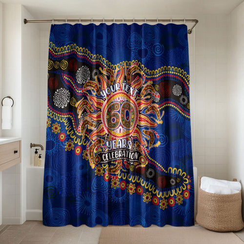 Personalized 60th Birthday Aboriginal Art Bathroom Set Indigenous Dot Painting Vintage Sun Lizard