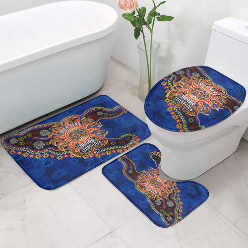 Personalized 60th Birthday Aboriginal Art Bathroom Set Indigenous Dot Painting Vintage Sun Lizard