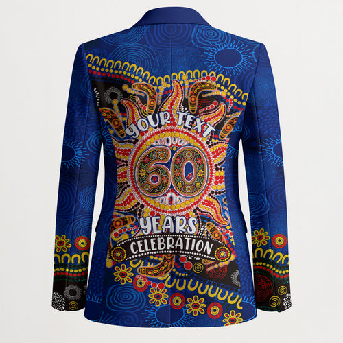 Personalized 60th Birthday Aboriginal Art Blazer Indigenous Dot Painting Vintage Sun Lizard