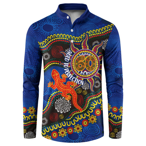 Personalized 60th Birthday Aboriginal Art Button Sweatshirt Indigenous Dot Painting Vintage Sun Lizard