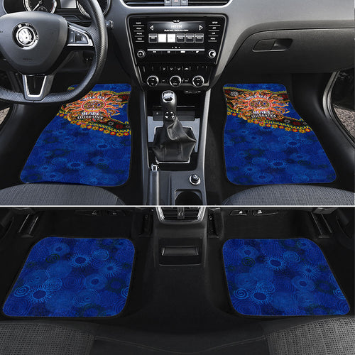 Personalized 60th Birthday Aboriginal Art Car Mats Indigenous Dot Painting Vintage Sun Lizard