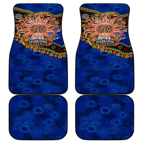 Personalized 60th Birthday Aboriginal Art Car Mats Indigenous Dot Painting Vintage Sun Lizard