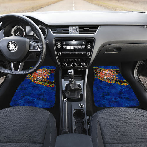 Personalized 60th Birthday Aboriginal Art Car Mats Indigenous Dot Painting Vintage Sun Lizard