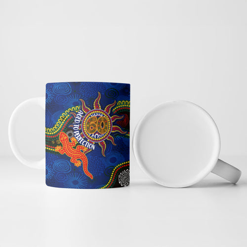Personalized 60th Birthday Aboriginal Art Ceramic Mug Indigenous Dot Painting Vintage Sun Lizard