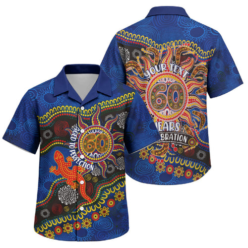 Personalized 60th Birthday Aboriginal Art Family Matching Tank Maxi Dress and Hawaiian Shirt Indigenous Dot Painting Vintage Sun Lizard