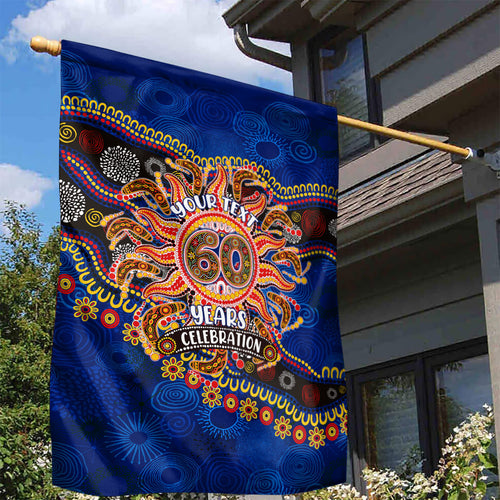 Personalized 60th Birthday Aboriginal Art Garden Flag Indigenous Dot Painting Vintage Sun Lizard