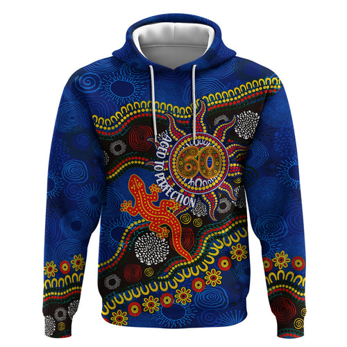 Personalized 60th Birthday Aboriginal Art Hoodie Indigenous Dot Painting Vintage Sun Lizard