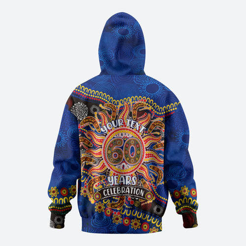 Personalized 60th Birthday Aboriginal Art Hoodie Indigenous Dot Painting Vintage Sun Lizard