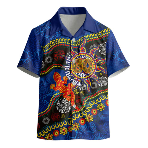 Personalized 60th Birthday Aboriginal Art Kid Hawaiian Shirt Indigenous Dot Painting Vintage Sun Lizard