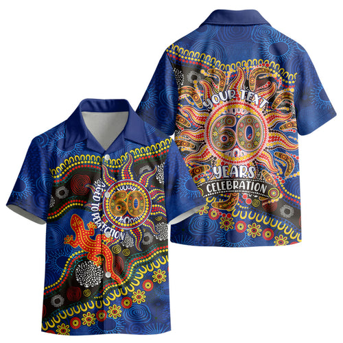 Personalized 60th Birthday Aboriginal Art Kid Hawaiian Shirt Indigenous Dot Painting Vintage Sun Lizard