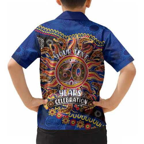 Personalized 60th Birthday Aboriginal Art Kid Hawaiian Shirt Indigenous Dot Painting Vintage Sun Lizard
