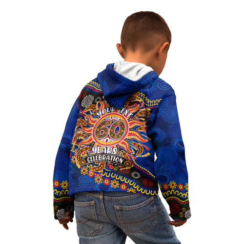 Personalized 60th Birthday Aboriginal Art Kid Hoodie Indigenous Dot Painting Vintage Sun Lizard