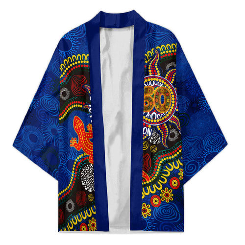 Personalized 60th Birthday Aboriginal Art Kimono Indigenous Dot Painting Vintage Sun Lizard