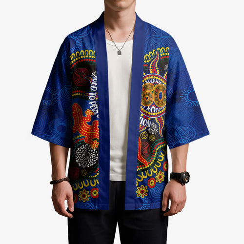 Personalized 60th Birthday Aboriginal Art Kimono Indigenous Dot Painting Vintage Sun Lizard