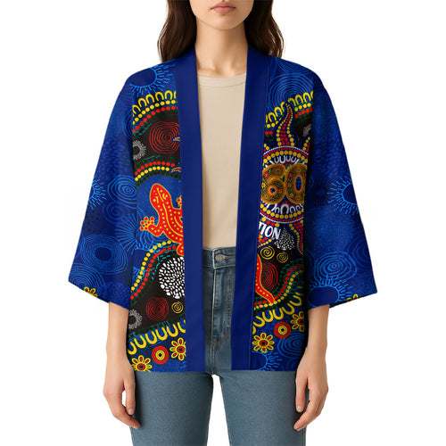 Personalized 60th Birthday Aboriginal Art Kimono Indigenous Dot Painting Vintage Sun Lizard