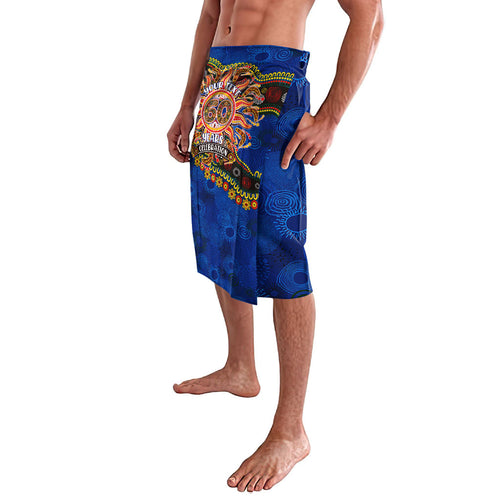 Personalized 60th Birthday Aboriginal Art Lavalava Indigenous Dot Painting Vintage Sun Lizard