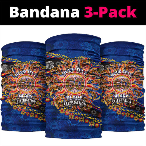 Personalized 60th Birthday Aboriginal Art Neck Gaiter Indigenous Dot Painting Vintage Sun Lizard