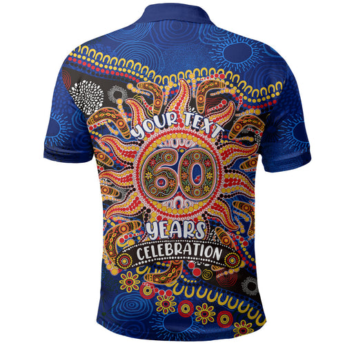 Personalized 60th Birthday Aboriginal Art Polo Shirt Indigenous Dot Painting Vintage Sun Lizard