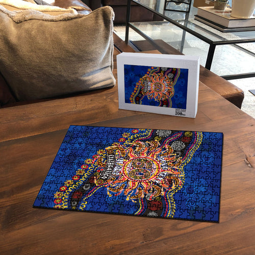 Personalized 60th Birthday Aboriginal Art Puzzle Indigenous Dot Painting Vintage Sun Lizard
