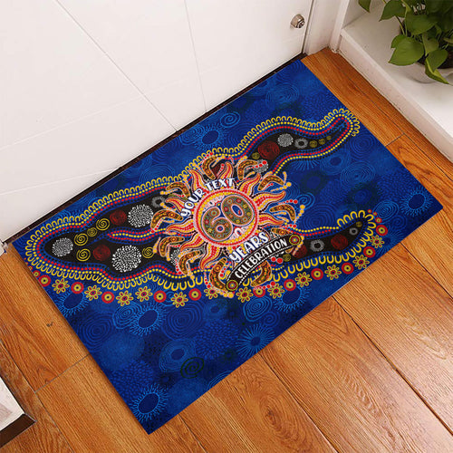 Personalized 60th Birthday Aboriginal Art Rubber Doormat Indigenous Dot Painting Vintage Sun Lizard