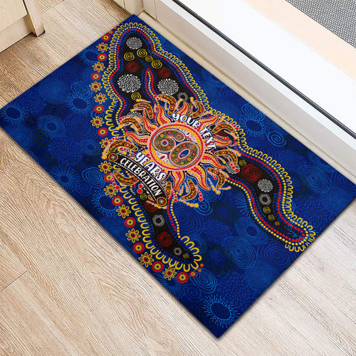 Personalized 60th Birthday Aboriginal Art Rubber Doormat Indigenous Dot Painting Vintage Sun Lizard