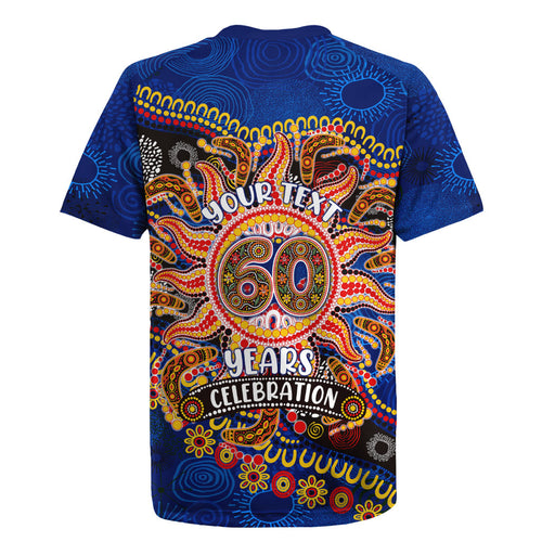 Personalized 60th Birthday Aboriginal Art Rugby Jersey Indigenous Dot Painting Vintage Sun Lizard