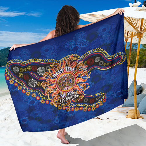 Personalized 60th Birthday Aboriginal Art Sarong Indigenous Dot Painting Vintage Sun Lizard