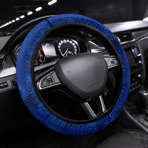 60th Birthday Aboriginal Art Steering Wheel Cover Indigenous Dot Painting Vintage Sun Lizard